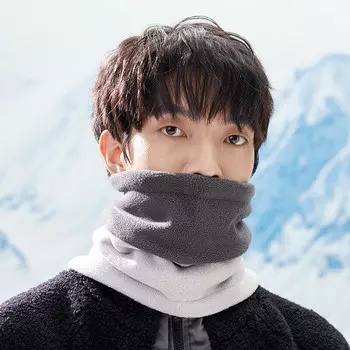 Шарф Kuang-Chi, мужской универсальный шарф, женский корейский вариант, осенне-зимний вязаный теплый мужской воротник, теплый студенческий вязаный шарф, немецкая бархатная строчка, темно-серый + светло-серый