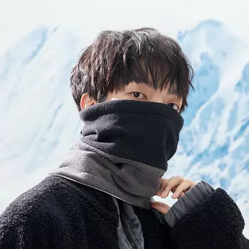 Шарф Kuang-Chi, мужской универсальный шарф, женский корейский вариант, осенне-зимний вязаный теплый мужской воротник, теплый студенческий вязаный шарф, немецкая бархатная строчка, черный + темно-серый