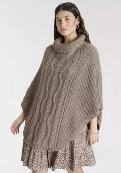 Шарф Laura Scott XXL, вязаное пончо, бежевый