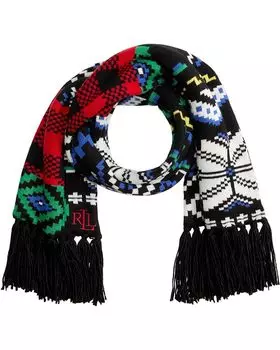 Шарф LAUREN Ralph Lauren Patchwork Holiday Knit Scarf, цвет Multi