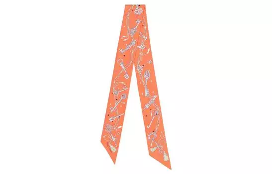 Шарф Les Cles A Pois от Herms, б/у, 2020-х годов HERMES, Orange
