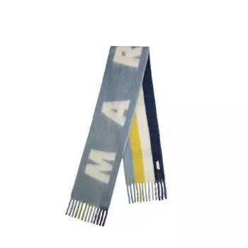 Шарф logo and stripe mohair scarf Marni, синий