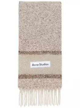 Шарф логотипом и бахромой Acne Studios, нейтральный