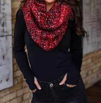 Шарф Loom Woven Infinity в красном/сером/черном цвете Panache