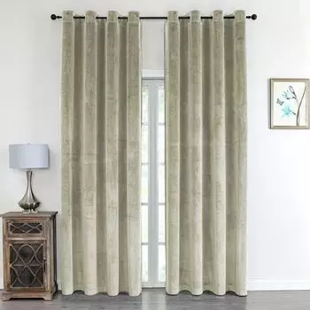 Шарф-люверс, прозрачная штора из органзы с горизонтальными полосками, 243 х 140 (ВхШ), зеленый, 89133 texpot, бежевый