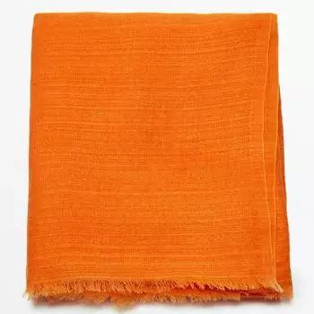 Шарф Massimo Dutti Cotton And Linen Blend, оранжевый