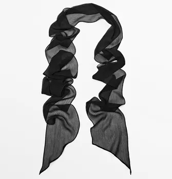 Шарф Massimo Dutti Crepe Silk, черный