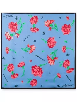 Шарф Moschino с цветочным принтом, синий