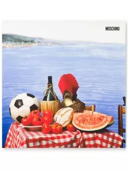 Шарф Moschino с принтом стола, синий