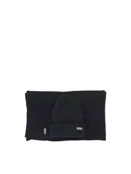 Шарф мужской Barbour и шапка, черный