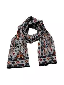 Шарф мужской Kiton Decor с узором, белый / черный