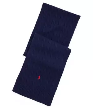 Шарф мужской Polo Ralph Lauren шерстяной с узором косичка, синий