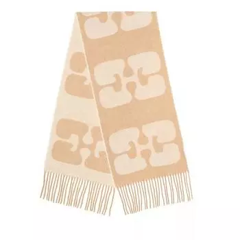 Шарф narrow logo scarf Ganni, бежевый