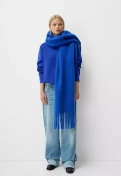 Шарф PLAIN Bershka, темно-синий