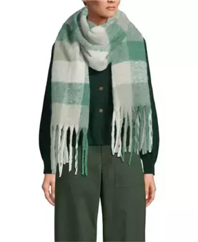 Шарф-плед с начесом Lands' End, зеленый