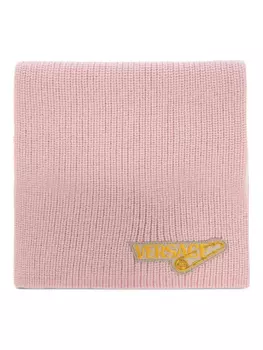Шарф ребристого плетения с нашивкой-логотипом Versace Kids, розовый