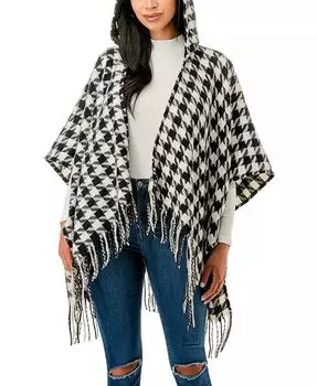 Шарф Ruana с капюшоном и узором «гусиные лапки» Marcus Adler, черный