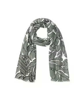 Шарф с абстрактным принтом в виде листьев Olsen, зеленый