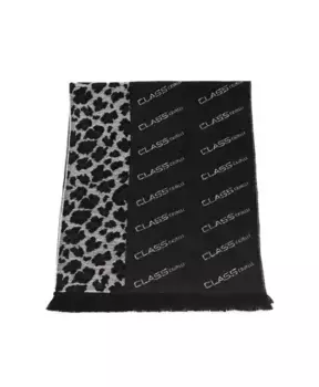 Шарф с анималистичным узором и логотипом Cavalli Class, черный