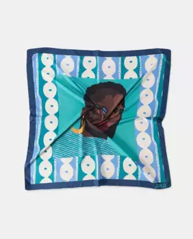 Шарф с этническим принтом Jo & Mr. Joe, бирюзовый