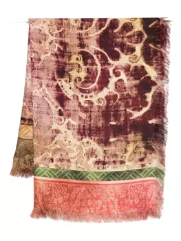 Шарф с бахромой и абстрактным принтом Pierre-Louis Mascia Aloeuw, розовый