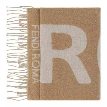 Шарф с бахромой и детальным логотипом FENDI