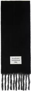 Шарф с бахромой и логотипом черного и серого цвета Acne Studios, черный/серый