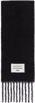 Шарф с бахромой и логотипом черного и серого цвета Acne Studios, черный/серый