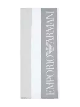 Шарф с бахромой и логотипом EMPORIO ARMANI, нейтральный