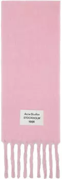 Шарф с бахромой и розово-фиолетовым логотипом Acne Studios