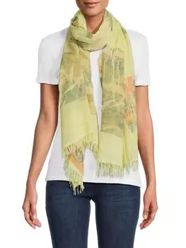 Шарф с бахромой и смешанным принтом La Fiorentina, желтый