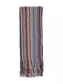 Шарф с бахромой и узором зигзаг Missoni, красный