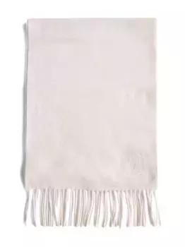 Шарф с бахромой и вышитым логотипом MAX MARA, нейтральный