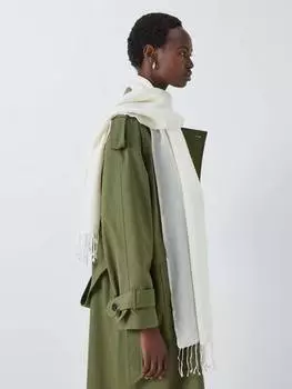 Шарф с бахромой из смеси шерсти John Lewis, кремовый