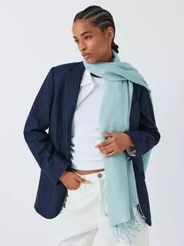 Шарф с бахромой из смеси шерсти John Lewis, цвет Blue Chambray
