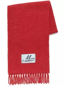 Шарф с бахромой Marni, красный