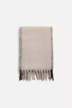 Шарф с бахромой ZARA, бежевый