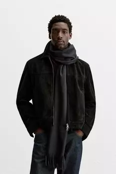 Шарф с бахромой ZARA, черный
