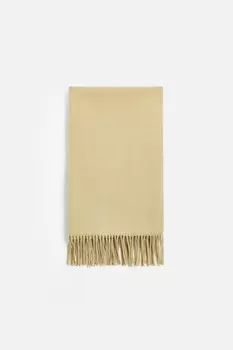 Шарф с бахромой ZARA, зеленоватый