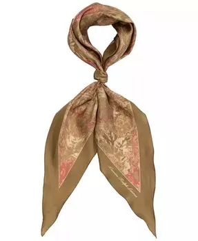 Шарф с большим бриллиантом и цветочным принтом Lauren Ralph Lauren, коричневый