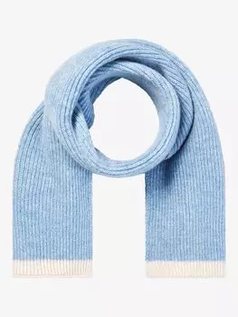Шарф с цветными блоками в рубчик, утепляющий горло Brora, ледник/лебедь