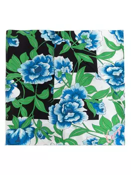 Шарф с цветочным принтом Kenzo, черный