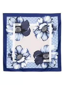 Шарф с цветочным принтом LIU JO, синий