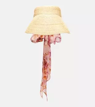 Шарф с деталями из рафии и козырьком Chlo, Antique Pink