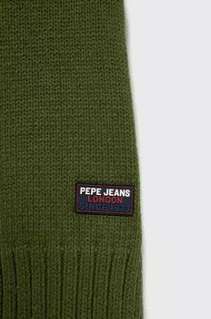 Шарф с добавлением шерсти Pepe Jeans, зеленый