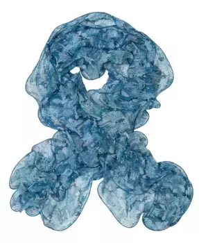 Шарф с двойной рюшей и цветочным принтом Pre-Spring Lauren Ralph Lauren, синий