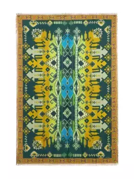 Шарф с геометричным узором и бахромой Pierre-Louis Mascia, зеленый