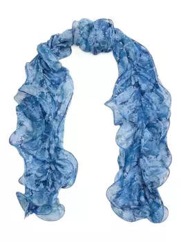 Шарф с гофрированным цветочным принтом Lauren Ralph Lauren, синий