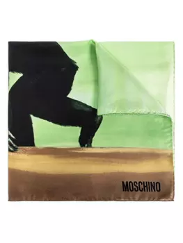 Шарф с графическим принтом Moschino, зеленый