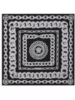 Шарф с графическим принтом Versace, черный